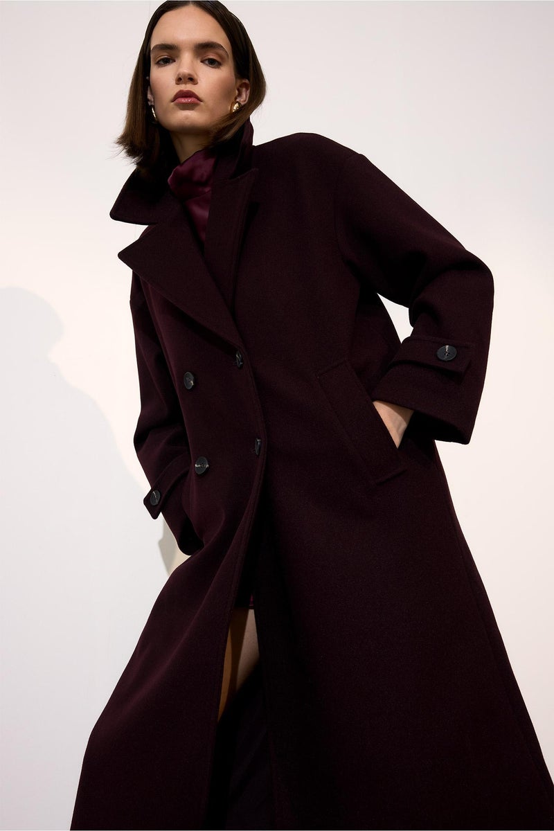DeFacto Red Woman Regular Fit Cachet Long Coat Casual - Image 4